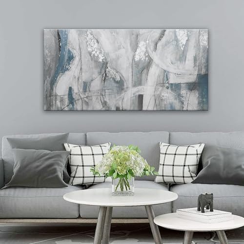 YISXINOAG Abstract Wall Art Ready To Hang White Wall Art Modern Fantasy Paintings Blue White Abstract Wall Decor Prints Canvas Art Wall Decor Painting For Bedroom Office Decoration 20" X 40" - color: Silver, size: 40"L x 20"W