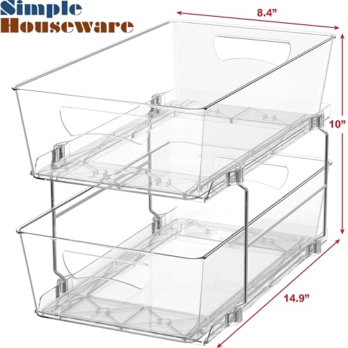Simple Houseware 2 Tier Basket Drawer Cabinet Pull-Out Organizer, Clear - size: 1-Pack