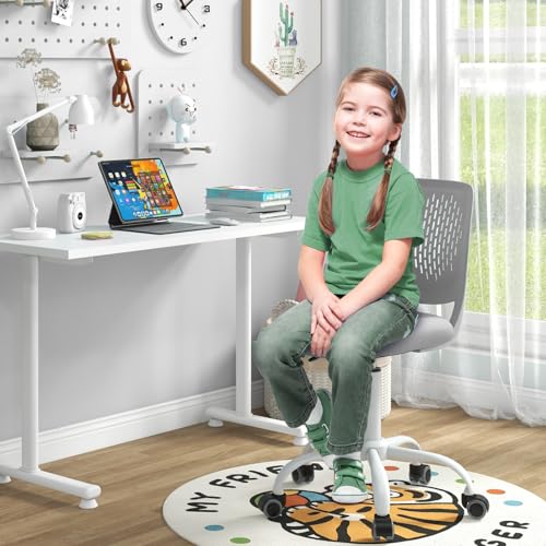 GIANTEX Kids Desk Chair, Adjustable Children Study Chair, Swivel Armless Mesh Task Office Chair, Computer Desk Chair with Adjustable Height & Lumbar Support (Grey) - color: Grey