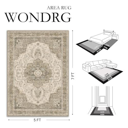 2x6 Washable Runner Rug Brown Non Slip Distressed Carpet | Low Pile,Lightweight,Stain Resistant,Durable,Hallway,Kitchen,Bathroom,Front Door,Beside Bed - color: B Brown, size: 2' x 6' (Runner)