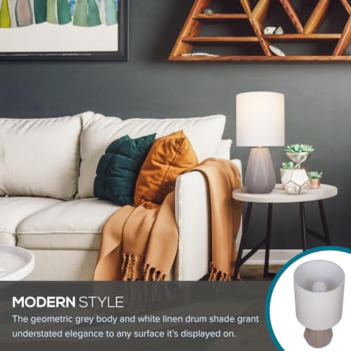 Catalina Lighting Ceramic Table Lamp for Office, Living Room, Dorm or Bedroom, Smart Home Compatible, Bulb Not Included, 17", Grey