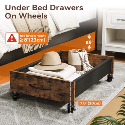 FOUCSSOMEI Under Bed Storage with Wheels, Under Bed Storage Drawers on Wheels, Metal Frame Under Bed Shoe Storage, Space-Saving for Bedroom Closet Organization - size: Normal Size