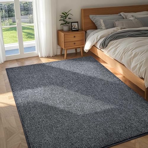 4x6 Grey Area Rug Non-Slip Washable Soft Thin for Bedroom Living Room | Soft丨Stays Put丨Low Pile Thin丨Lays Flat丨Kid & Pet Friendly丨Dorm丨Dining Room丨Nursery丨Indoor丨Laundry丨Kids Room丨Carpet丨Home Decor - color: Grey, size: 4' x 6' (Rectangular)
