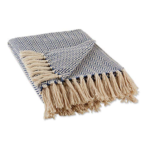 DII Chevron Throw Collection Handloomed Cotton, 50x60, French Blue - color: French Blue, size: 50x60"