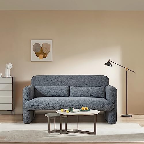 Loveseat Sofa, 59" W 2-Seater Lamb Fabric Couch, Solid and Easy to Install, Modern Upholstered Couch for Bedroom, Apartment, Living Room - color: Dark Gray, size: 30.31"D x 59.06"W x 31.5"H