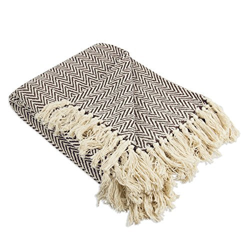 DII Chevron Throw Collection Handloomed Cotton, 50x60, Dark Brown - color: Dark Brown, size: 50x60"