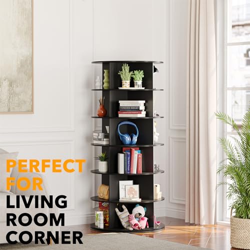 SpaceAid Black 6-Tier Spinning Rotating Shoe Rack Organizer, Shoe Display Tower Lazy Susan, Revolving Shoes Rack StorageOrganization, 360 Vertical Bags Holder Rotate Organizer - size: 6 Tier, 54.2" H