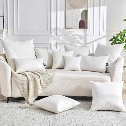 TOPGREEN Feather Down Throw Pillow Inserts 18 x 18, Set of 2, 100% Organic Cotton Shell, Soft Decorative Square Pillows Insert for Living Room Sofa, Couch, or Bed (White) | 100% Organic and Double-Layer Down-Proof Cotton Cover, Ethical-Sourced Feather Dow