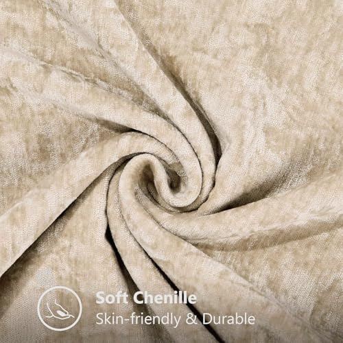 decorUhome Soft Chenille Throw Pillow Covers 18x18 Set of 2 Beige | Fall Textured Decorative Throw Pillow Cases Stitched Edge Modern Farmhouse Luxury Boho Velvet for Couch Sofa Bed Home Decor - color: Beige, size: 18" x 18" (Pack of 2)