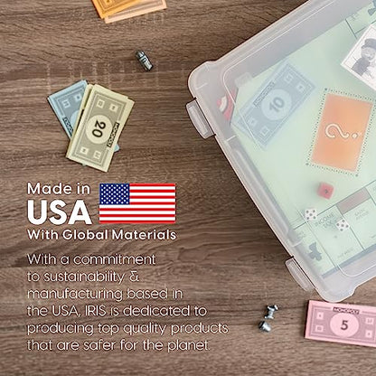 IRIS USA Board Game Storage |Made in USA| Slim Craft Case (4-Pack) - Clear | Fits 8.5" x 11" & A4 Paper, Organizers with Built-In Handle & Snap-Tight Lids, Containers for Puzzles, Art & Scrapbooking - size: 4 Pack