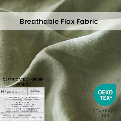 Simple&Opulence 100% Linen Duvet Cover Set with Crossed Embroidery Washed - 3 Pieces (1 Duvet Cover with 2 Pillow Shams) Soft Breathable Farmhouse - Sage Green, Queen Size - color: Crossed-sage Green, size: Queen