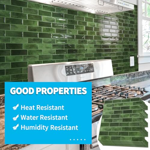 Art3d 10-Pack Marble Tile Peel and Stick Backsplash, 12 x 12 in, Jade Green | Strong Adhesion, Lightweight, Cuttable, Waterproof, Fadeless, Crack Resistant, for Kitchen, Bedroom, Ideal for Recently Moved - color: Jade Green