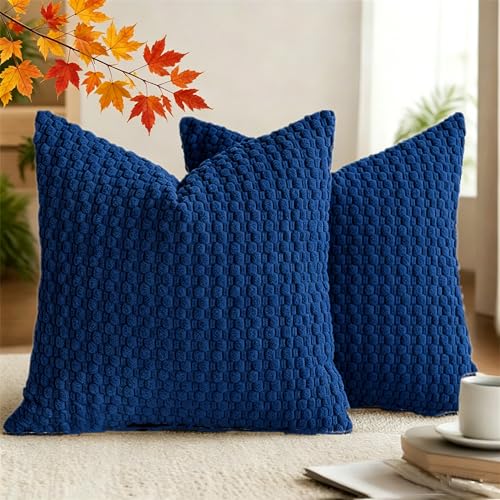 Set of 2 Boho Bubble Pillow Covers, Soft Textured Cushions | Modern Farmhouse Pillow Cases for Couch Sofa Bedroom Home Decor - color: Light Blue, size: 16" x 16" (Pack of 2)