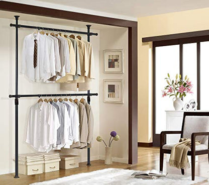 PRINCE HANGER Heavy Duty Adjustable Garment Rack – One-Touch System for Easy Assembly, 352 LBS Load Capacity Freestanding Metal Wardrobe Closet Rack, Width & Height Adjustable (Model PHUS-0022) - color: Black