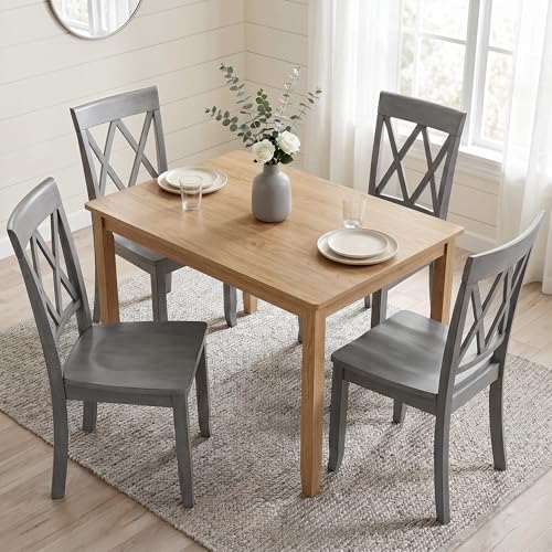 DUHOME Wood Dining Chairs Set of 4, Farmhouse Cross Back Solid Wood Kitchen Chairs, Vintage Grey Finished Armless Dining Chairs for Home Kitchen, Breakfast Nook, Dining Room and Bistro - color: Grey, size: 4pcs