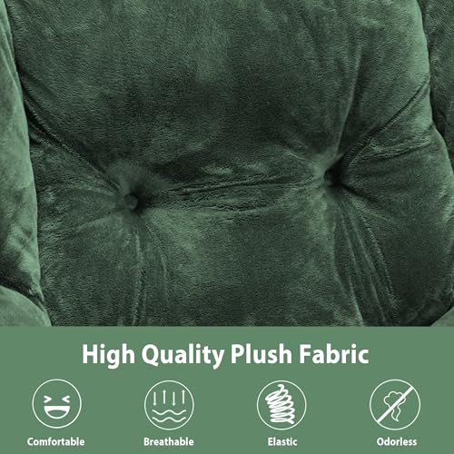 Youtanic Lazy Chair with Folding Ottoman, Accent Chair Plush Upholstered with Metal Structure and Non-Slip Pads, Sofa Armchair with Footrest and Side Storage Bag for Dorm, Room, Office, Green - color: Plush Green