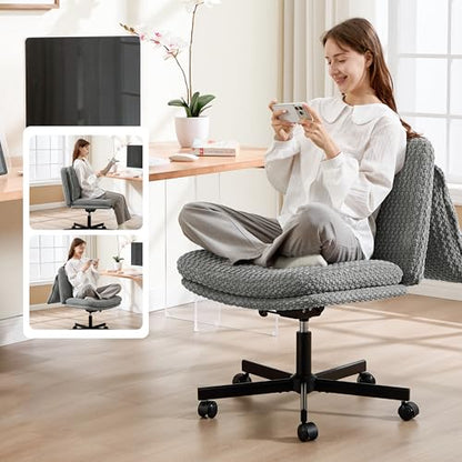 Fizzin Cross Cross Chair Memory Foam Armless with Wheels Home Office Grey - color: Grey