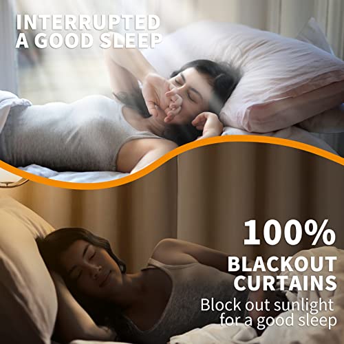 YoungsTex 100% Blackout Curtains 63 Inch Length 2 Panels, Room Darkening Drapes with Liner Thermal Insulated for Bedroom Window, Warm Beige, 38 X 63 Inch - color: Warm Beige, size: 38"W x 63"L (Pack of 2)