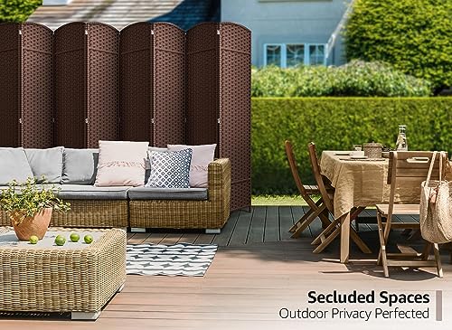 Sorbus 8 Panel Room Divider 6 ft. Tall - Privacy Screen, Extra Wide Double Hinged Panels, Mesh Hand-Woven Design, Partition Room Dividers and Folding Privacy Screens, Wall Divider for Room Separation - color: Chocolate, size: 8 Panel