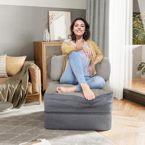 FlexiLounge 30" Convertible Sofa Bed,Boneless Loveseat Folding Sofa Bed,Multi Mode Futon Sofa Bed,Washable Linen Floor Couch Portable Sleeper Chair for Small Space Bedroom Dorm Apartment