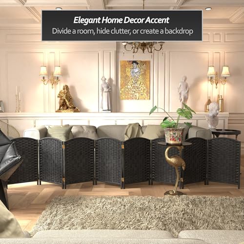 Red Lantern 2 ft. Short Diamond Weave Fiber Folding Screen - Black - 8 Panel - color: Black, size: 8 Panel