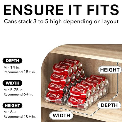 Simple Houseware Soda Can Organizer Dispenser Refrigerator/Pantry, Set of 4 | Clear - size: 4 Pack, style: Standard Can