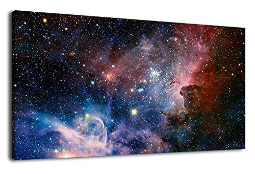 arteWOODS Canvas Wall Art Galaxy Nebula Starry Cosmic Painting Pictures Panoramic Canvas Arotwork Universe Stars Outer Space Wall Art for Home Office Decoration Framed Ready to Hang 24" x 48" - color: Dark Red Universe, size: 48"L x 24"W