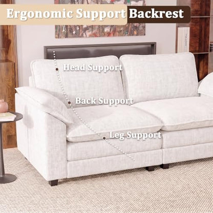 JUMMICO 79" Loveseat Sofa, Cloud Couch, Deep Seat, White | Comfy Chenille, Double Layer Cushion, Wide Armrest, High-Density Foam, 2 Seat Couch for Living Room Apartment, Small Spaces - color: White, size: Loveseat Sofa