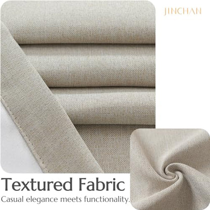 jinchan Beige Faux Linen Kitchen Tier Curtains 36 Inch Rod Pocket 2 Panels | Room darkening, cafe curtains for living room bedroom basement, small window, modern farmhouse, machine washable - color: Greyish Beige, size: 25"W x 36"L (Pack of 2)