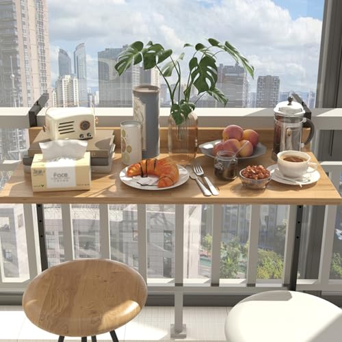 Balcony Bar Table for Railings,Folding Workbench,Stable Sturdy Wall Table,Outdoor Indoor Folding Hanging Table,Study Work Bench,Wall-Mounted Small Folding Space Saving Serving Table Desk(60x38cm) - size: 60x38cm