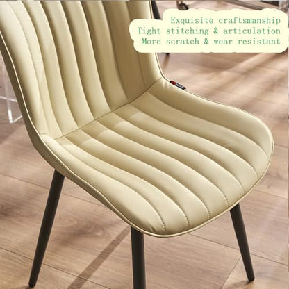 YOUNUOKE Dining Chairs Set of 2 Mid-Century Modern Kitchen Chairs Beige | Faux leather upholstered with Back, fits dining living waiting room guest reception. Waterproof easy to clean assemble, 300lb - color: Beige