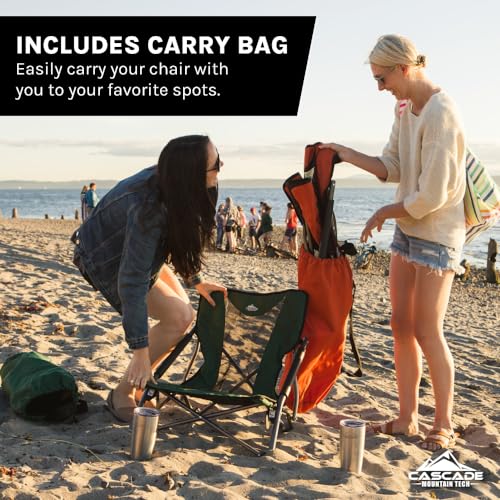 Cascade Mountain Tech Folding Camp Chair for Camping, Beach, Picnic, Barbqeues, Sporting Events with Carry Bag - color: Green