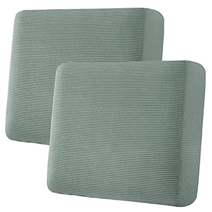 H.VERSAILTEX Super Stretch Individual Seat Cushion Covers Sofa Covers Couch Sets Slipcover Thick Jacquard Textured Twill Fabric (2 Piece Large Sofa Cushion Covers, Sage) - color: Sage, size: 2 Cushion Sofa