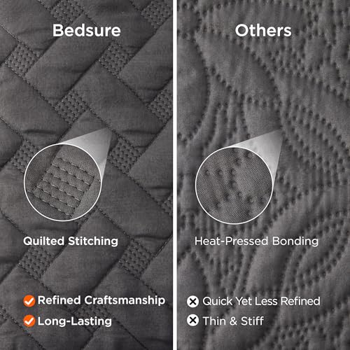 Bedsure Oversized King Quilts - Lightweight Bedspreads Oversized King Size with Basket Weave Pattern, Soft Quilt Bedding Set, Grey Comforter Set Coverlet 2 Pillow Shams (120" x 120") - color: 01 - Grey, size: Oversized King (120" X 120")