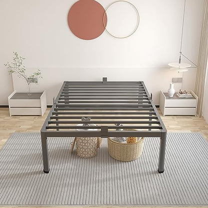 ROIL 18 Inch Twin Bed Frame with Rounded Corner & 4 Mattress Baffles | Easy Assembly, Noise Free, 3500LBS Load Capacity, No Box Spring Needed, 16.4" Storage Space, Headboard Hole, Heavy Duty Steel - size: Twin, style: 18 Inch
