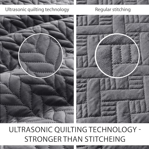 MOONLIGHT20015 Twin Quilt Bedding Set (68” x 86”) - Bulk Pack of 10 Wholesale for Hotels, Guest Bedroom & Airbnbs - Lightweight Microfiber Reversible Embossed Quilts Bedspreads (Charcoal) - color: Charcoal/Dark Grey, size: Twin (10 Pack)
