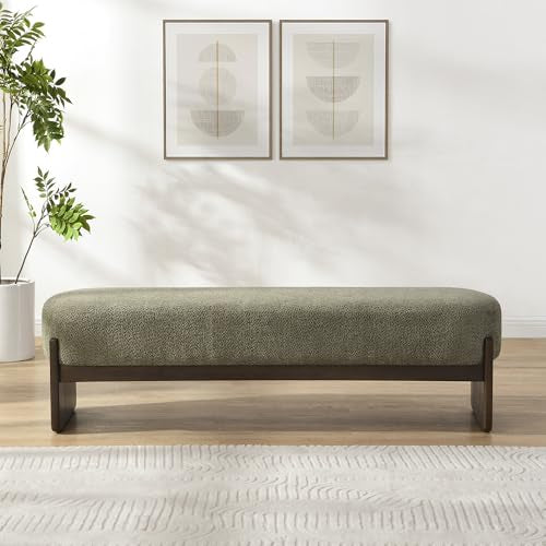 Elegant Upholstered Loop Yarn Ottoman, Dark Green End of Bed Entryway Benches, Corner Dining Bench Shoe Stool for Indoor Bedroom Living Dining Room (Dark Green) - color: Dark Green