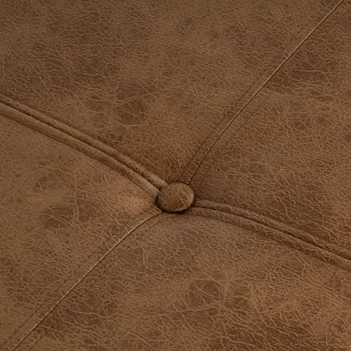 HomePop 24" Large Leatherette Storage Ottoman - Distressed Brown Faux Leather - color: Distressed Brown Faux Leather