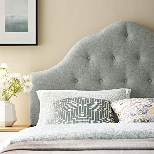 Modway Sovereign Tufted Button Linen Fabric Upholstered Queen Headboard in Gray - color: Gray, size: Queen