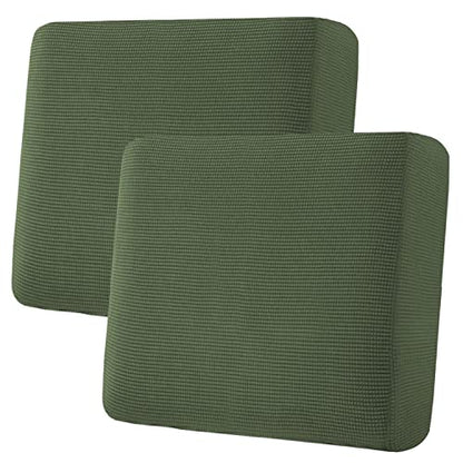H.VERSAILTEX Super Stretch Individual Seat Cushion Covers Sofa Covers Couch Cushion Covers Slipcover Sets Thick Jacquard Textured Twill Fabric (2 Piece Large Sofa Cushion Covers, Bronze Green) - color: Bronze Green, size: 2 Cushion Sofa