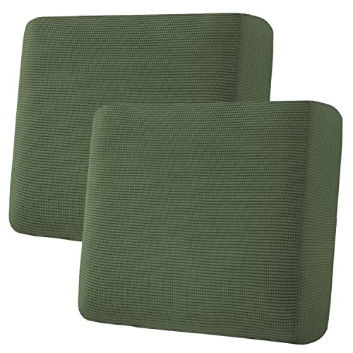 H.VERSAILTEX Super Stretch Individual Seat Cushion Covers Sofa Covers Couch Cushion Covers Slipcover Sets Thick Jacquard Textured Twill Fabric (2 Piece Large Sofa Cushion Covers, Bronze Green) - color: Bronze Green, size: 2 Cushion Sofa