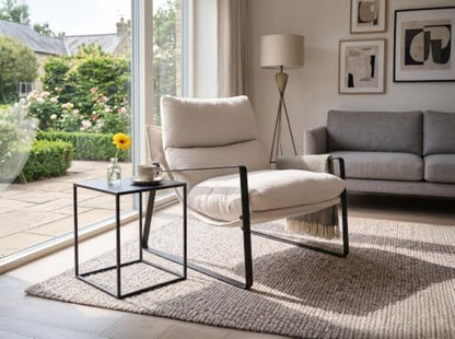 Set of 2 Modern Accent Chair, Chenille Living Room Chair, Beige | Comfy Armchairs, Upholstered Lounge Armchair, Removable Seat Cushion, Black Metal Frame, For Reading Room, Bedroom, Balcony - color: Beige, size: 2PCS