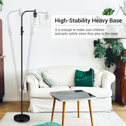 Dimmable Standing Lamp with Seeded Glass Lampshade, 6W LED Bulb Included, Modern Industrial Lamp for Living Room, Bedroom, Office - color: Seeded Glass