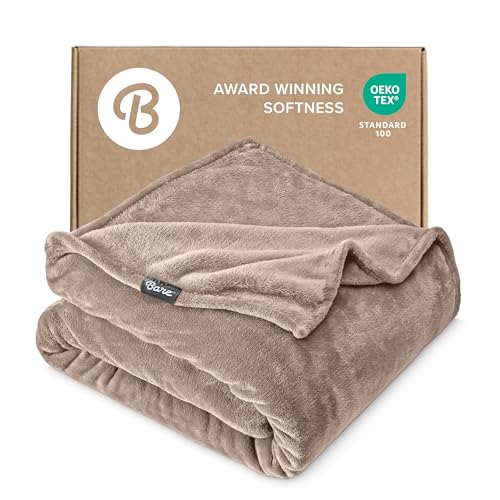Bare Home Fleece Blanket Luxury Microplush (Full/Queen, Taupe) | Ultra-Soft Lightweight Blanket for Bed, Sofa, and Couch, Cozy & Warm Blanket - color: 23 - Taupe, size: Full/Queen