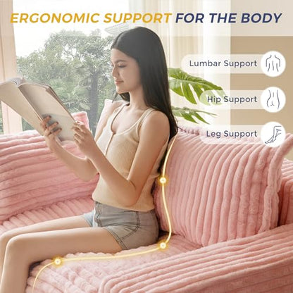 MAXYOYO Boneless Couch, 59-Inch Couch in a Box, Deep Loveseat | Foam-Filled Boneless Loveseat, Deep Seating for Two with No Assembly, Ideal for Living Rooms, Bedrooms or Apartments, Pink - color: Pink