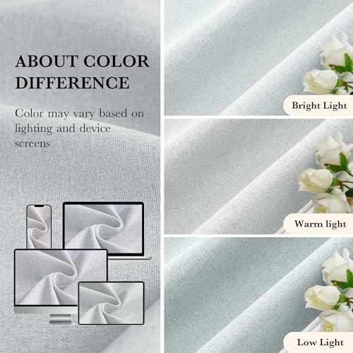 RYB HOME 100% Blackout Linen Look Curtains Thermal Insulated 100% Privacy | Thermal Insulated, Room Divider Window Drapes, Bedroom Living Room Doorway, Grommet, Grayish White, W60 x L84,1 Panel - color: Grayish White, size: 60"W x 84"L (Pack of 1)