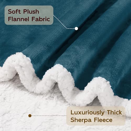 BEAUTEX Sherpa Fleece Throw Blankets Soft Fluffy Flannel Plush Cozy | Fuzzy Dusty Blue Cuddle Blanket for Couch, Bed, Sofa, Adults (50" x 60", Dusty Blue) - color: Dusty Blue, size: Throw-50"x60"