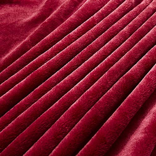 TASTHROW Large Flannel Fleece Throw Blanket, 50×70 Inch - Burgundy | Cozy Lightweight Thick Blanket - All Seasons Suitable for Women, Men and Kids (Two Pack) - color: Burgundy, size: Two Pack 50"x70"