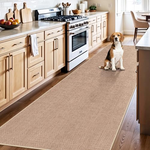 3x10 Runner Rug Hallways Washable: Non Slip Kitchen Extra Long Jute Runners | Carpet Bathroom Office Laundry Dining Living Room Durable Floor Mat Boho Farmhouse Decor Indoor Textured Classic (Beige,3x10) - color: Beige, size: 3' x 10' (Rectangular)