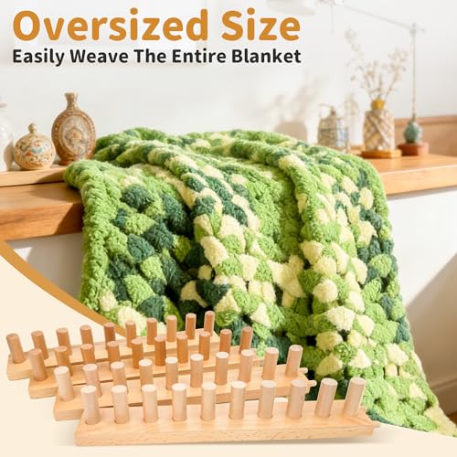 Zlshmoee 64-Inch Double-Row Yarn Blanket Loom Kit Adjustable Wooden Frame Needle-Free Hand-Knitting Yarn Project DIY Beginner Craft Gift - color: 64in'' Circular